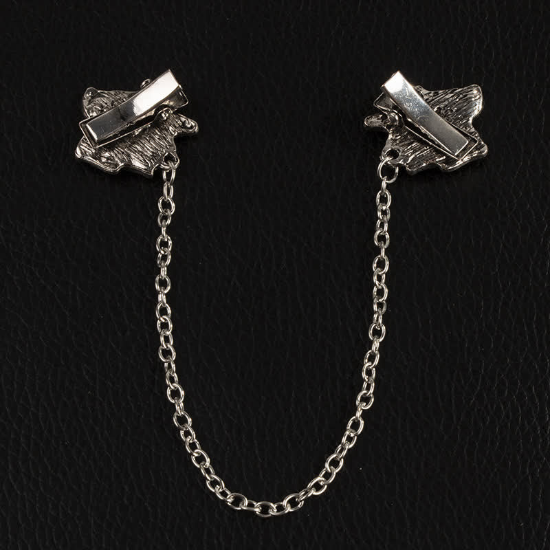 Herrenschmuck: antike Rosettenbrosche mit Kettenkragenclip