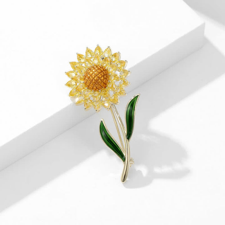 Goldene Sonnenblumenbrosche für Frauen