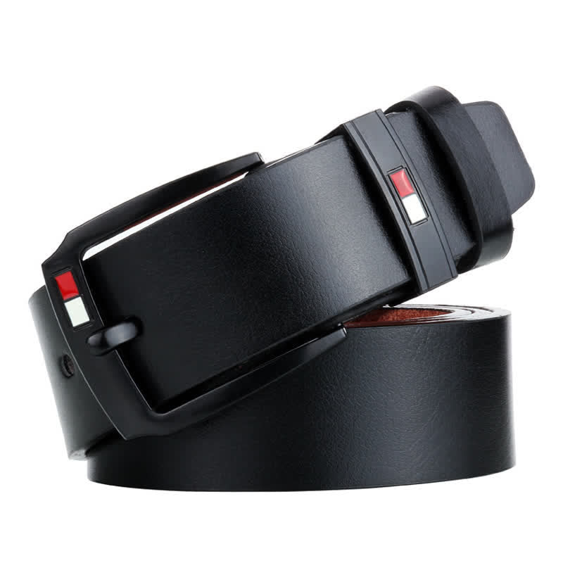 Schwarzer Retro-Ledergürtel mit Schnalle für Herren - Schwarz - 44 - image 0