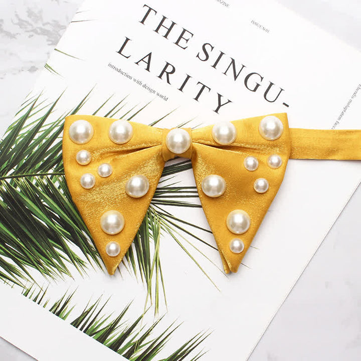 Pearls Bright Oversized Pointed Bow Tie - Gelb - image 11