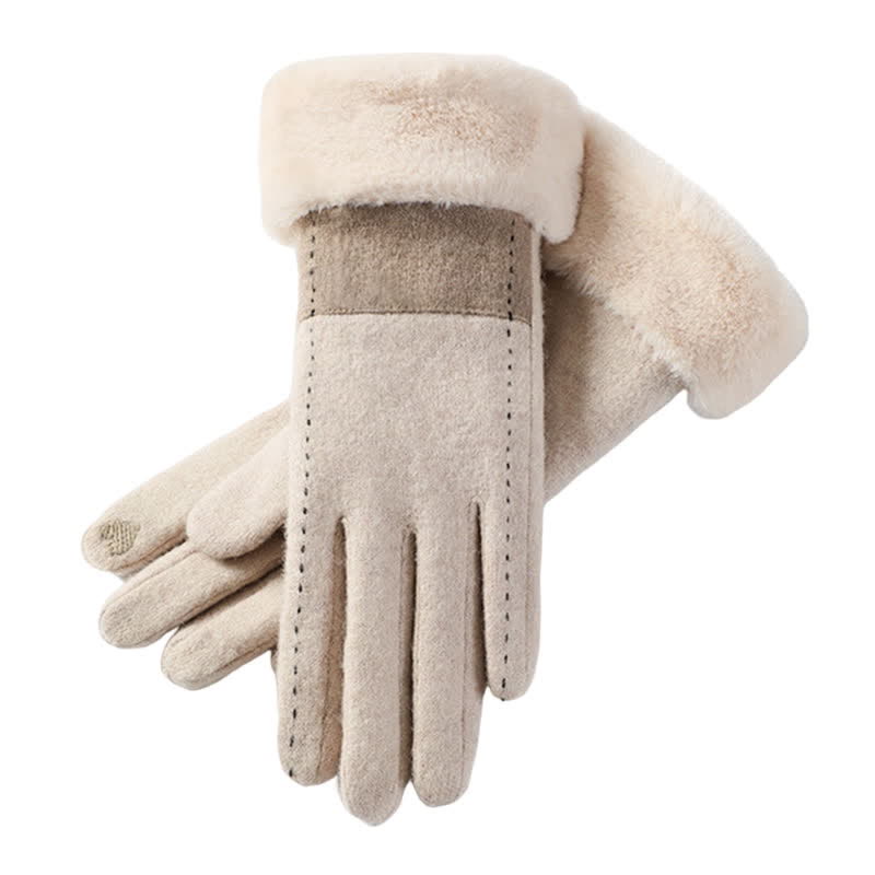 Damen weiche Plüsch gemütliche Herz-Touchscreen-Handschuhe