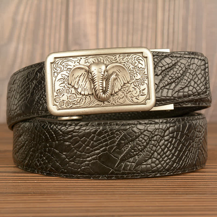 Herren Punk Elefant Alligator Muster Ledergürtel