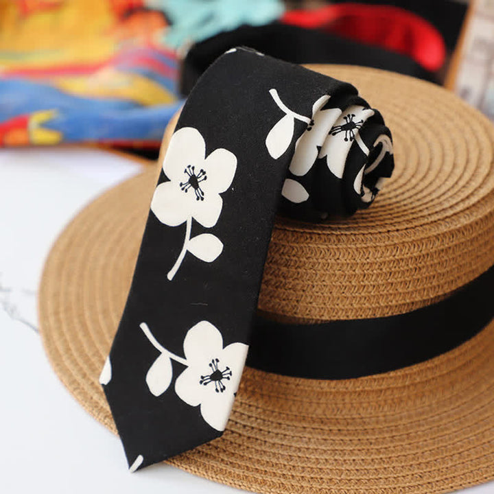Elegante, florale, schmale Krawatte für Herren