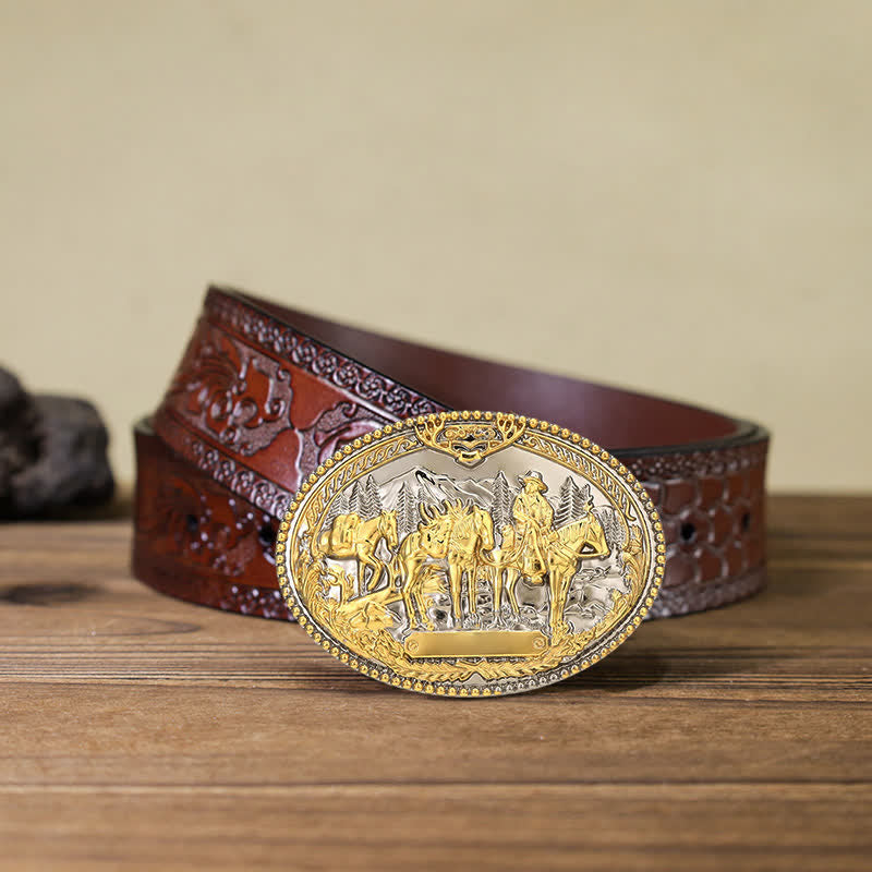 Herren DIY Cowboy Ritter Führt Pferd Schnalle Ledergürtel