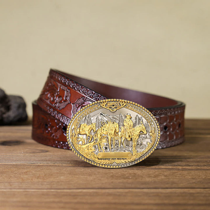 Herren DIY Cowboy Ritter Führt Pferd Schnalle Ledergürtel