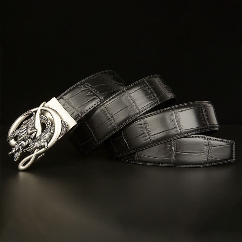 Herren Krokodilschnalle Alligator-Muster Ledergürtel