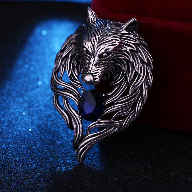 Herren Legendärer Wolfskopf Brosche