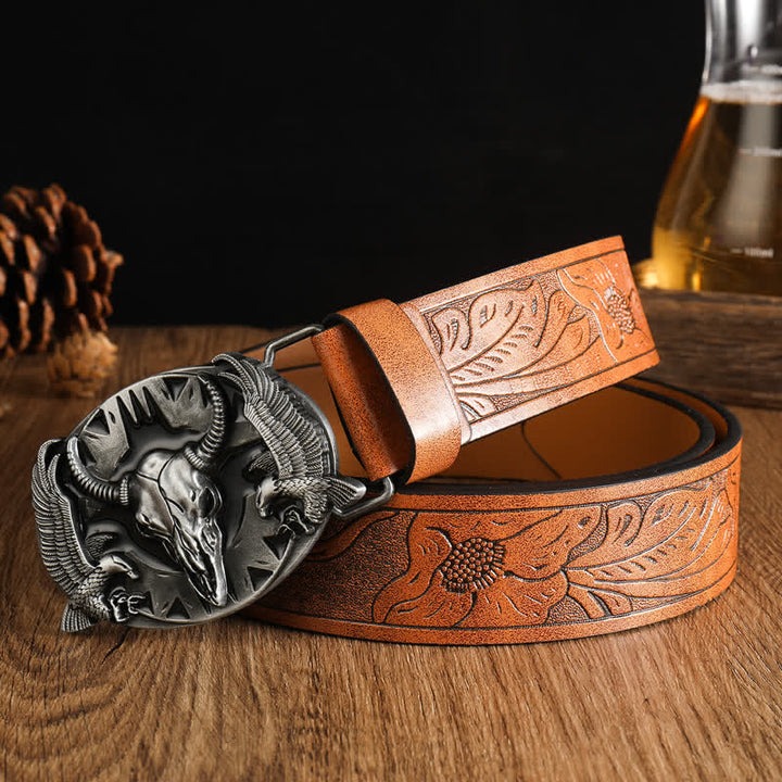 Herren Vintage Bull &amp; Dual Eagles Ledergürtel