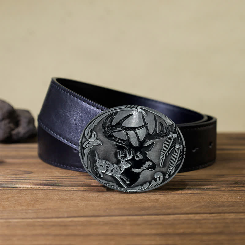 DIY Herren Gürtel mit Hirschgeweih-Schnalle aus Leder