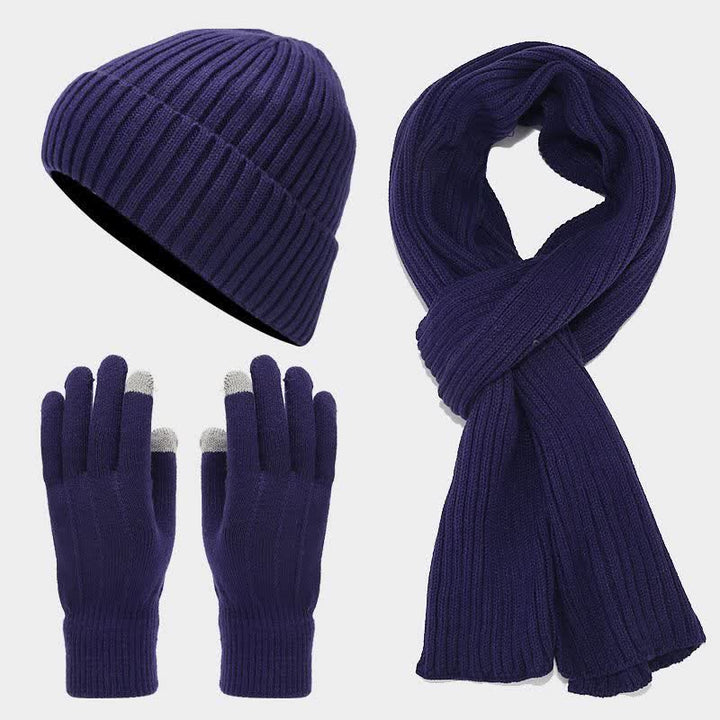 3er-Set Unisex Klassischer Vielseitiger Hut Schal Handschuh Set