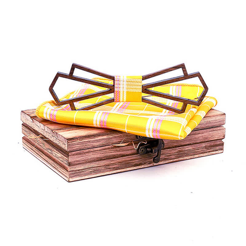 2Stk. Herren Neuheit Hohl Holz Fliege Set