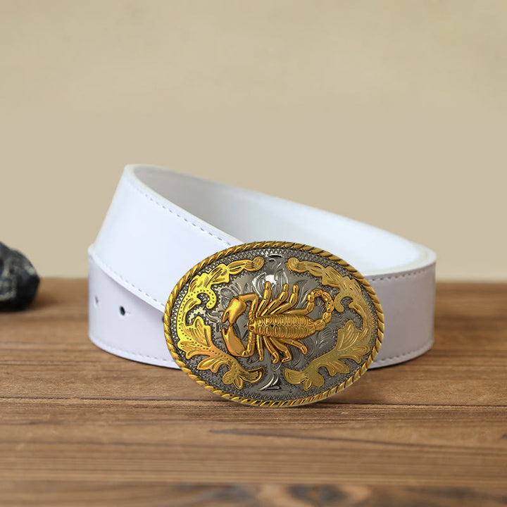 Herren DIY Ledergürtel mit goldener Skorpion-Schnalle
