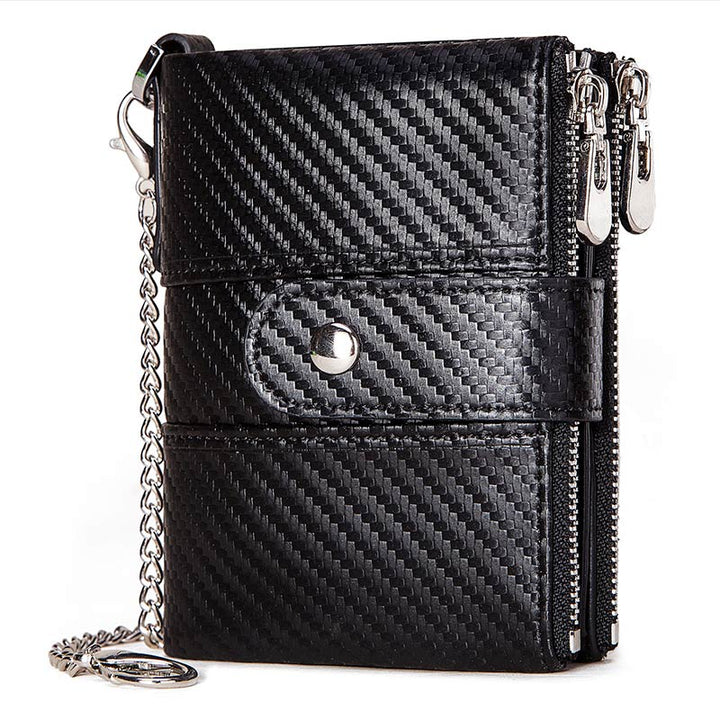 Diebstahlsichere Retro-Geldbörse aus echtem Leder mit Kette