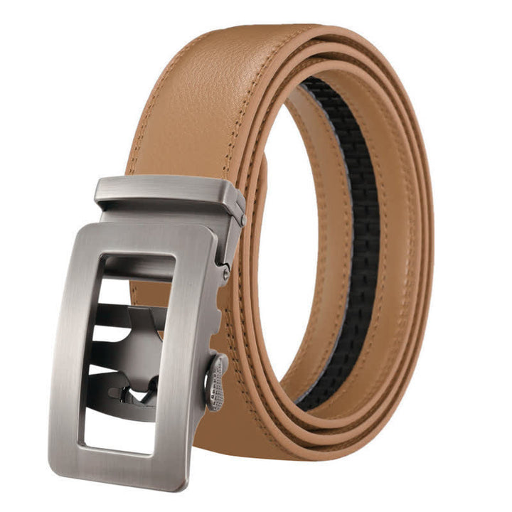 Herren Einfacher Hohl Automatik Schnalle Ledergürtel - Khaki - 46 - image 13