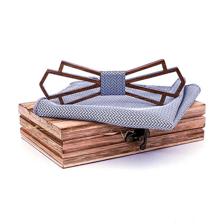 2Stk. Herren Neuheit Hohl Holz Fliege Set