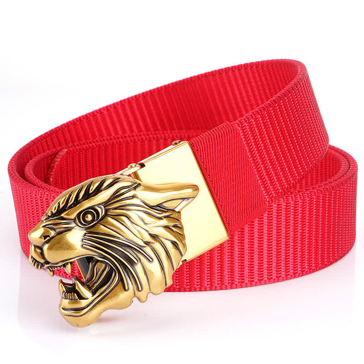 Nylon-Gürtel mit brüllendem Tigerkopf für Männer