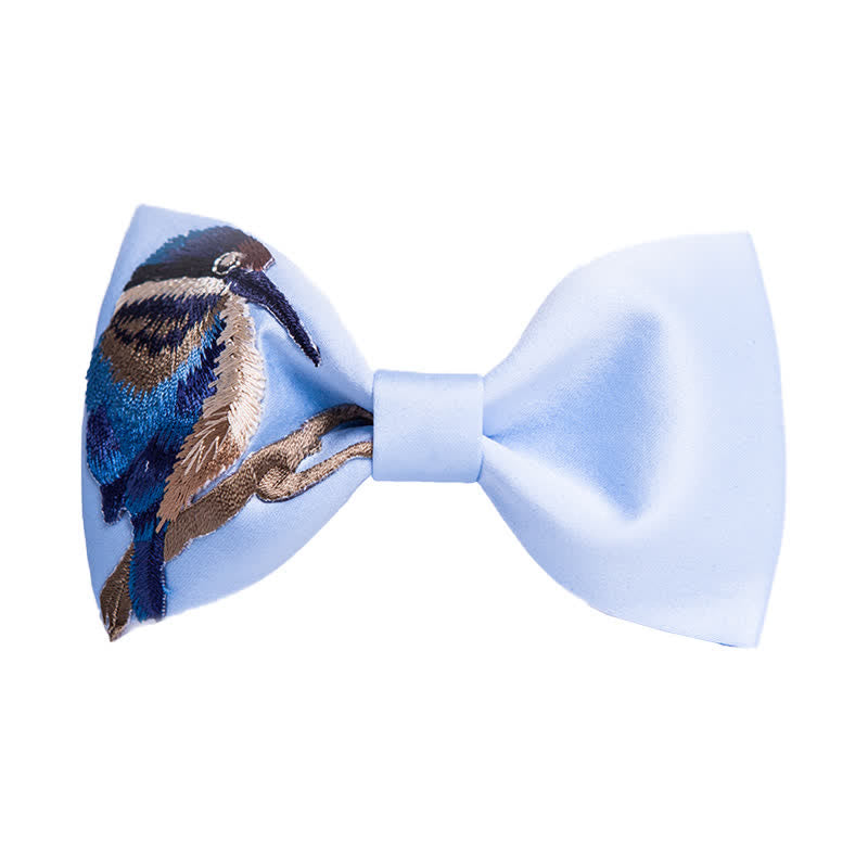 Bestickte Herren-Fliege mit Vogelblumen