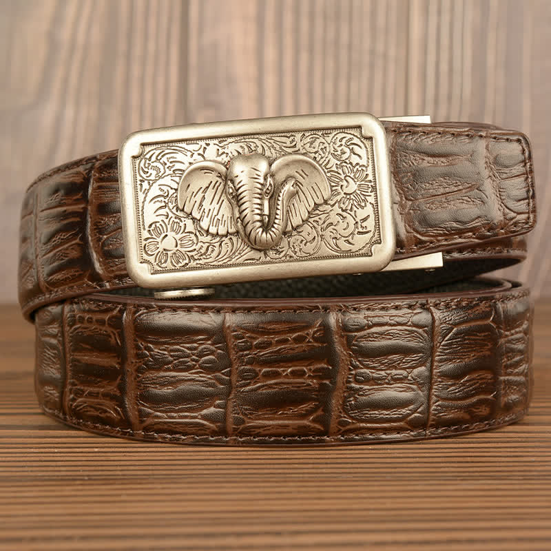 Herren Punk Elefant Alligator Muster Ledergürtel