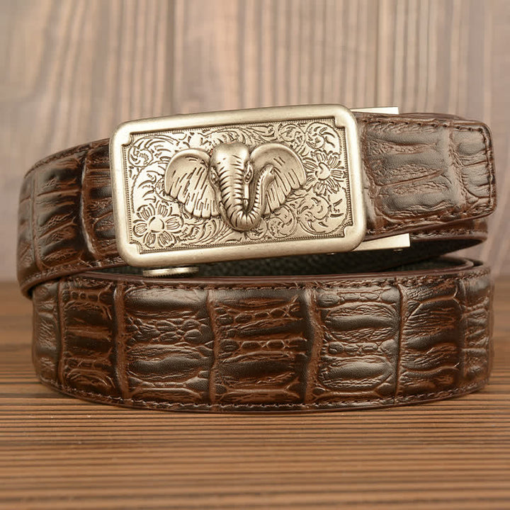 Herren Punk Elefant Alligator Muster Ledergürtel