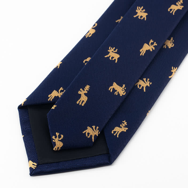 Mitternachtsblaues Vintage-Elch-Seidenband für Herren