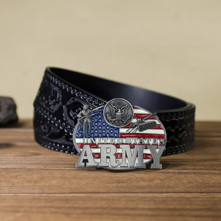 Herren DIY Militär US Army Schnalle Ledergürtel