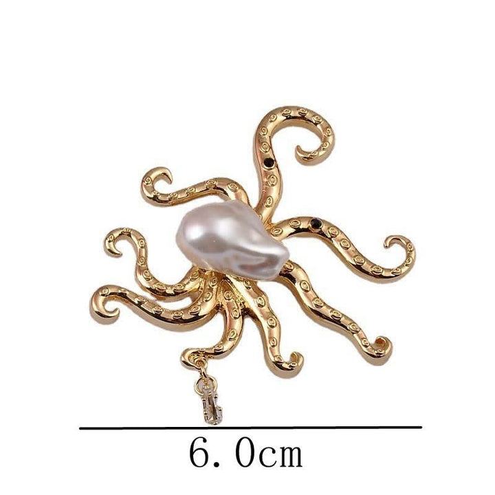 Unisex Tropic Octopus Große Perlenbrosche