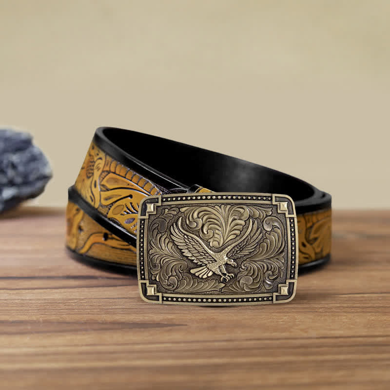 Herren DIY Soaring Eagle In Dreamy Sky Schnallen-Ledergürtel