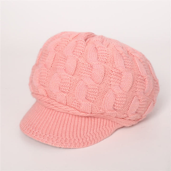 Damen Beanie-Hut mit lockerem flauschigem Futter und Schirm