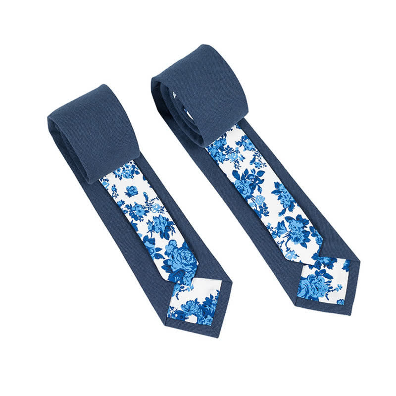 Herren Neuartiger Karo-Blumen-Patchwork-Krawatte - Marineblau - image 14