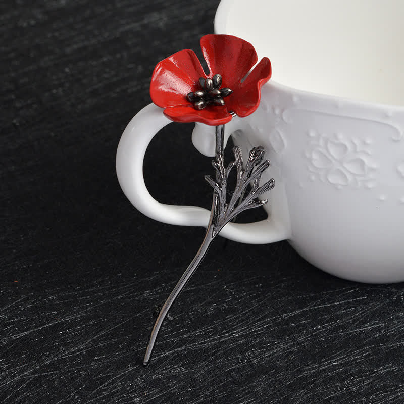 Elegante Rote Mohnblumenbrosche für Frauen