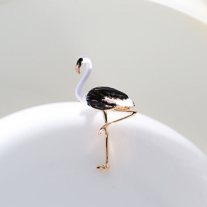 Frauen Exotische Emaille Flamingo Brosche