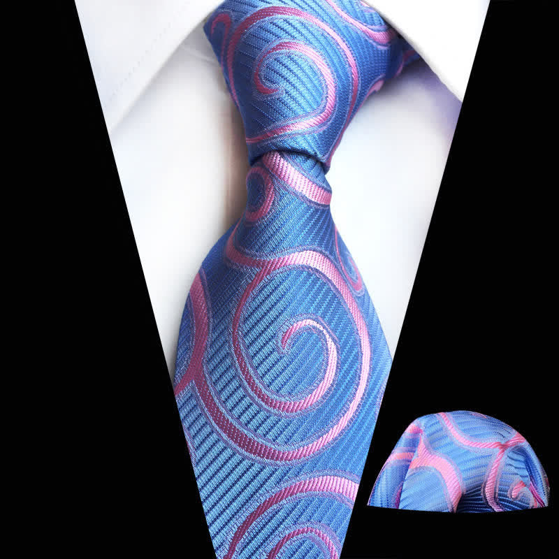 2 Stück Herren Krawatten Set mit Blumenmuster - Blau - image 1