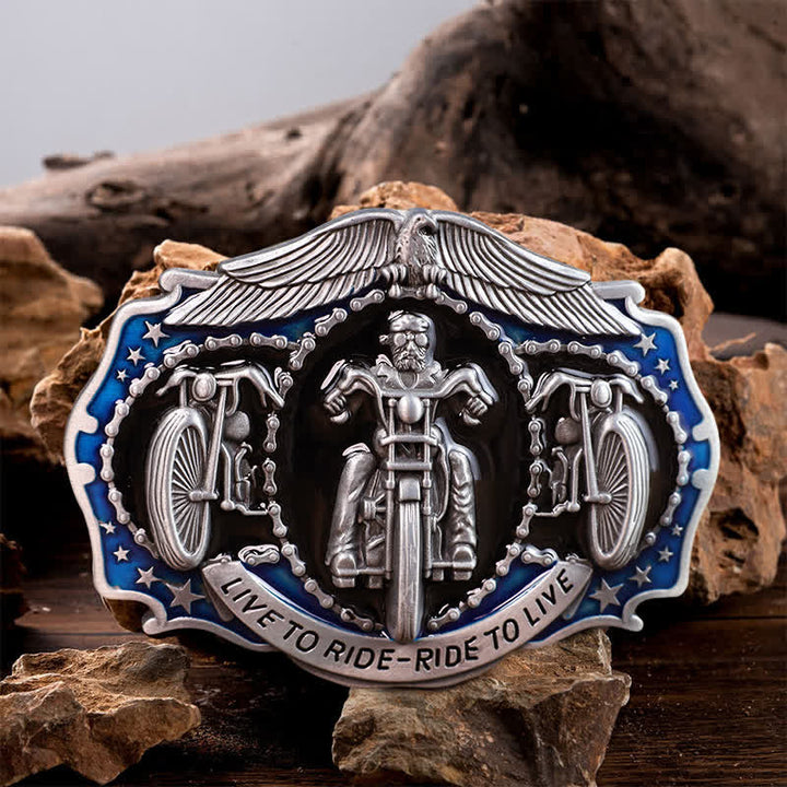 Herren DIY Live to Ride Motorrad-Schnallenledergürtel