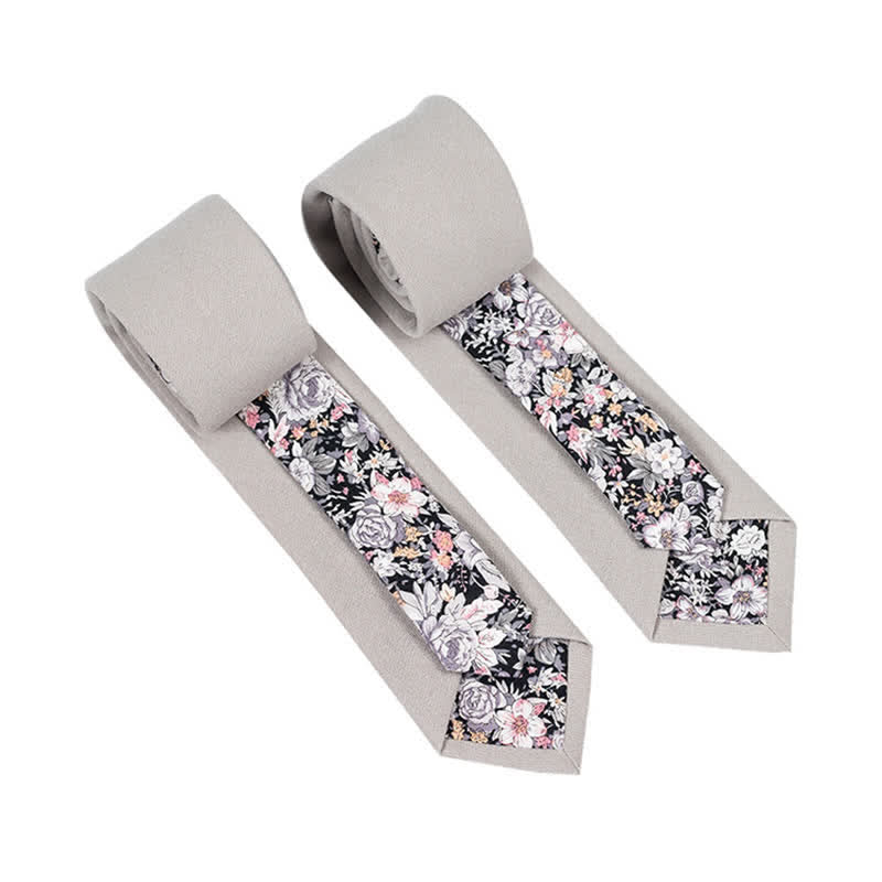 Herren Neuartiger Karo-Blumen-Patchwork-Krawatte - Gainsboro - image 6