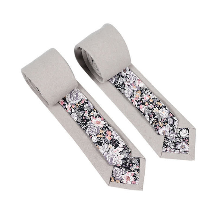 Herren Neuartiger Karo-Blumen-Patchwork-Krawatte - Gainsboro - image 6