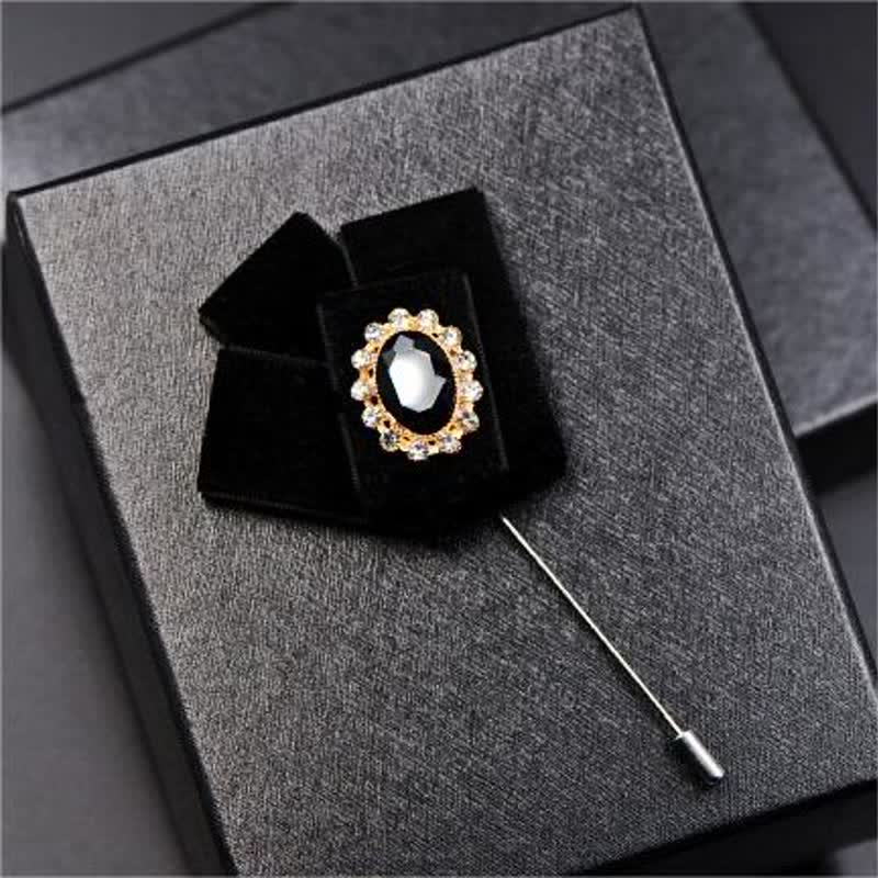 2er Set Royal Strass Brosche Samt Fliege