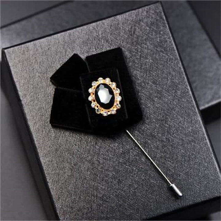 2er Set Royal Strass Brosche Samt Fliege