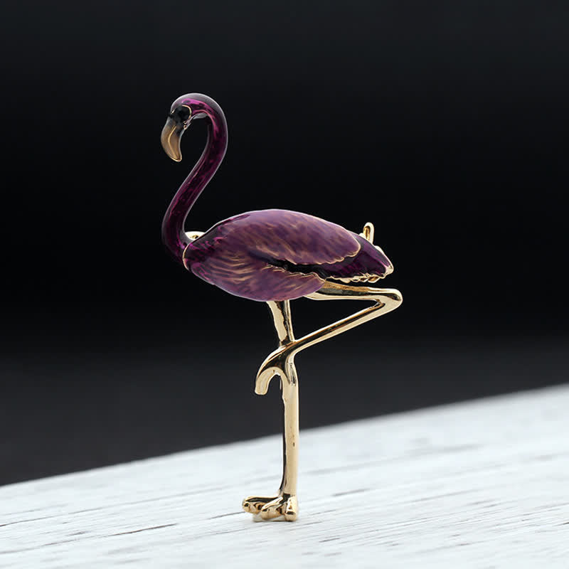 Frauen Exotische Emaille Flamingo Brosche