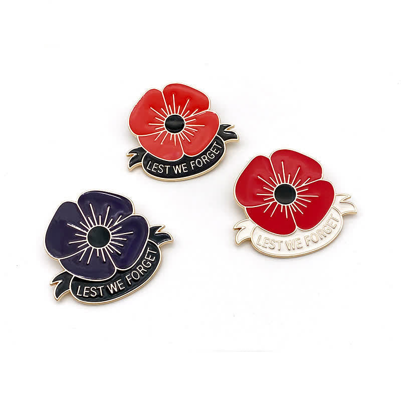 3Stk. Unisex Wir werden die Mohnblume nicht vergessen Brosche