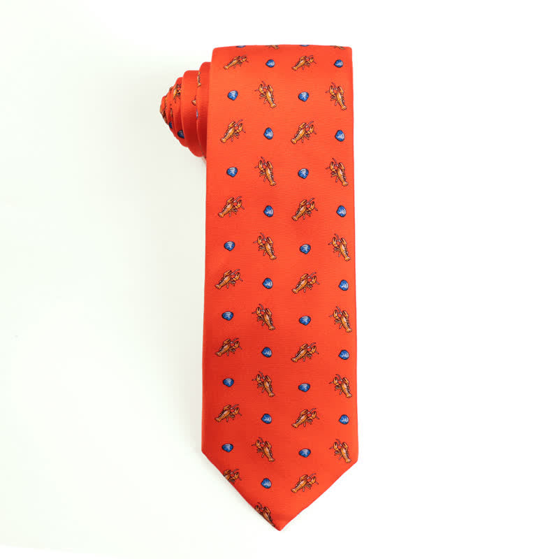 Herrenkrawatte aus reiner Seide mit tanzenden Tiermotiven - Garnele - Orange - image 10