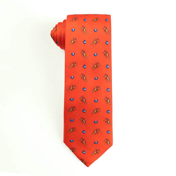 Herrenkrawatte aus reiner Seide mit tanzenden Tiermotiven - Garnele - Orange - image 10