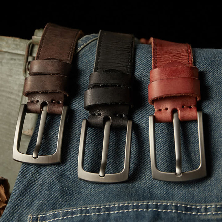 Klassischer strukturierter Cowboy-Ledergürtel für Herren