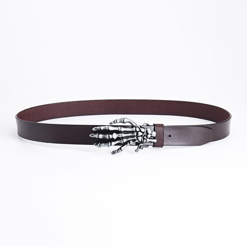 Herren Rock Punk Skelett Hand Ledergürtel