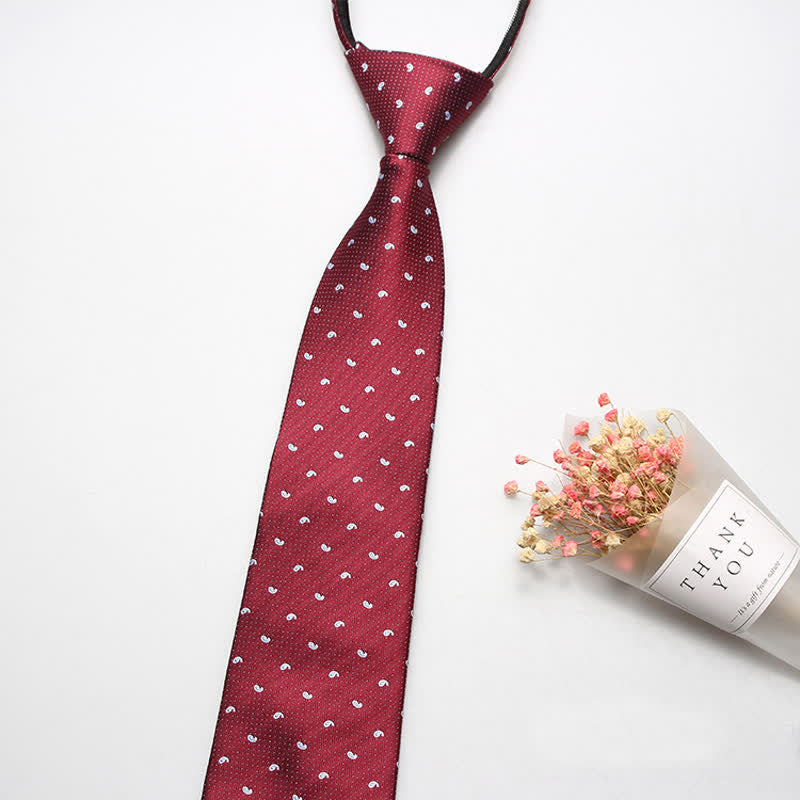 Trendy Mikro Paisley Reißverschluss-Krawatte für Herren - Rot - image 4