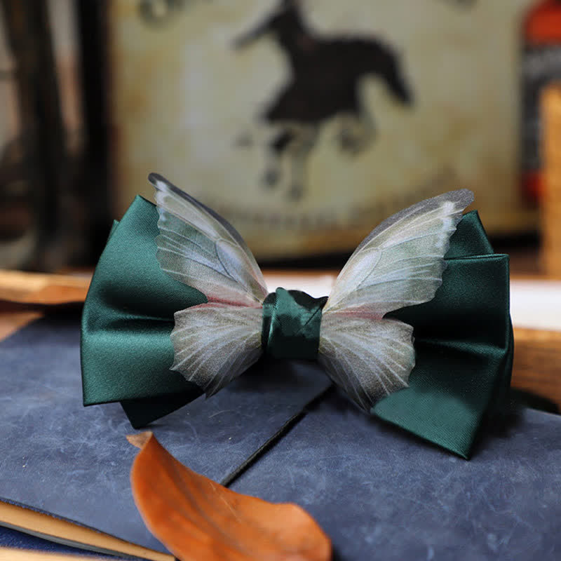 Herren-Set aus Vintage-Organza mit Schmetterlings-Fliege und Einstecktuch