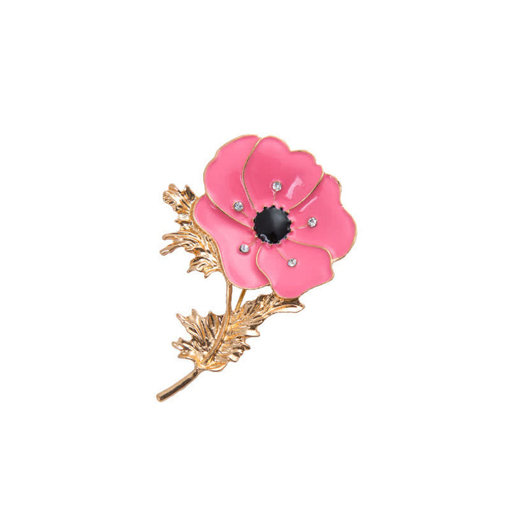 Vintage-Ölgemälde-Mohnblumen-Brosche für Frauen
