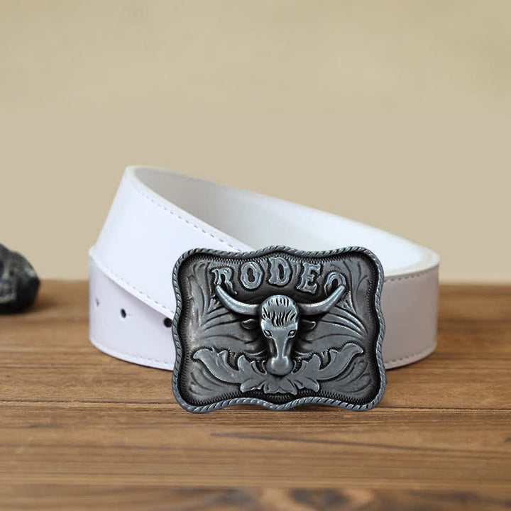DIY Herrengürtel aus Leder mit silberner Longhorn-Bull-Rodeo-Schnalle