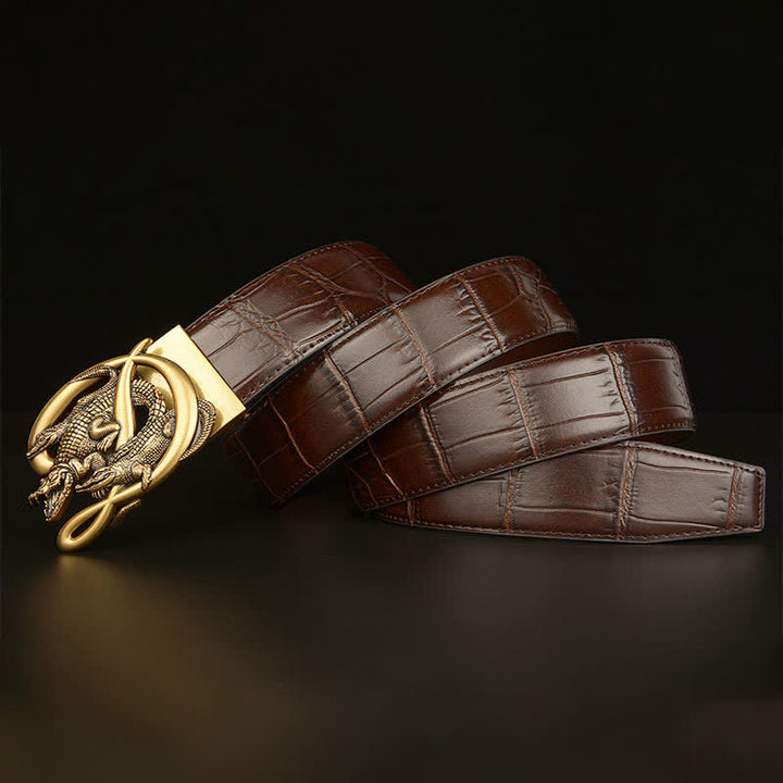 Herren Krokodilschnalle Alligator-Muster Ledergürtel