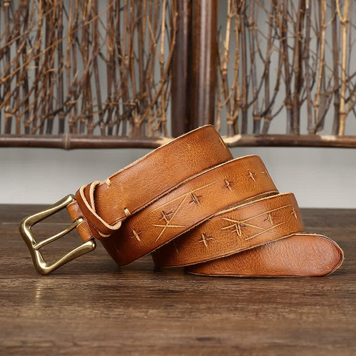 Vintage Ledergürtel für Herren mit Schnitzerei