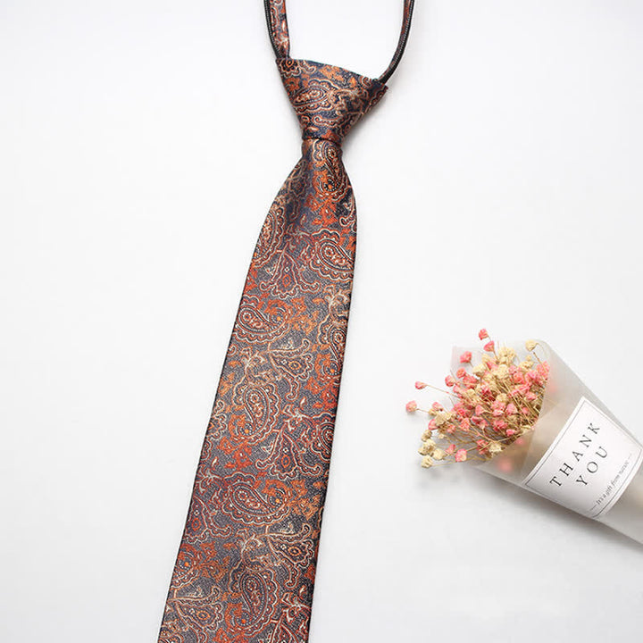 Retro Paisley Blumen Reißverschluss Krawatte für Herren